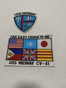 新品未使用 U.S.S. MIDWAY CV-41 ワッペン 2枚 USN ネイビー アメリカ海軍 パッチ 米軍 ミリタリー 