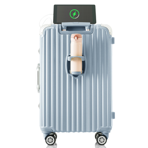 スーツケース Lサイズ アルミ ストッパー付き USBポート カップホルダー キャリーケース キャリーバッグ アルミフレーム 7日~14日 超軽量