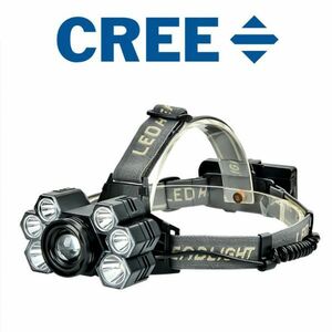 7灯 USB充電式 LEDヘッドライト CREE XPE T6 チップ 懐中電灯 12000LM 5段階点灯 SOSの効能 IPX5アウトドア レジャー キャンプ釣りH39