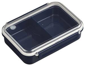 OSK(オーエスケー) 冷凍保存できる弁当箱 フィールイージー タイトボックス 仕切付 ネイビー 800ml 日本製 食洗機 電子レンジ対応 2