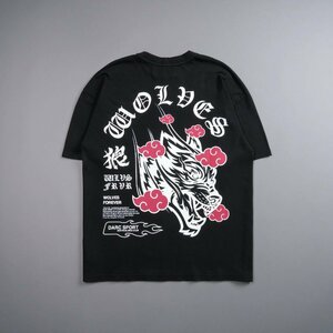 Darc Sport BELIEVE WOLF CLOUDS V2 OVERSIZED TEE BLACK L ダルクスポーツ ウルフ クラウド オーバーサイズTシャツ ブラック ナルト 狼 暁