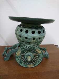 中国美術 アンティーク 鋳鉄 青銅 花器