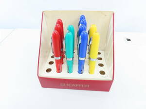 ksh137【 SHEAFFER 】 スクール万年筆 デッドストック品 当時物 11本 販促スタンド付き 保管現状品 シェーファー 未使用 動作未確認