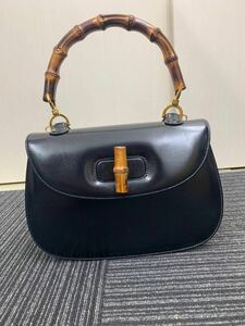 GUCCI　グッチ　バンブーハンドバッグ　ブラック　カーフ