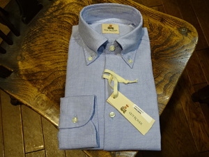 安い！新品　送料無料　イタリア　ギローバー　BDシャツ　ブルー系　折柄　L