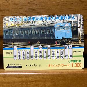 3穴・1,000円・JR東日本／京浜東北線快速電車運転記念・オレンジカード