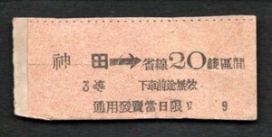 神田→省線２０銭9区間