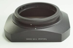 plnyeA001[並品 送料無料] ASAHI PENTAX TAKUMAR 24mm F3.5 アサヒ ペンタックス 金属製角型 レンズフード