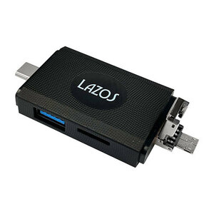 まとめ得 【6個セット】 Lazos マルチカードリーダー(microUSB / Type-C / USBプラグ) L-MCR-MX6 x [2個] /l