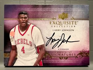 最高級直書/65 Auto 13 Upper Deck Exquisite Larry Johnson ラリー・ジョンソン サイン NBA バスケ ニックス Panini Knicks ROY All-star