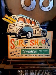 アメリカン雑貨ハワイアンサーフスタイル木製SURF SHACKオールドカーロングボードサインボード看板