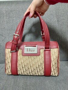 美品 Christian Dior ディオール ハンドバッグ ミニボストン Bag カバン レザー キャンバス ロゴ トロッター ブラウン レディース 1円〜