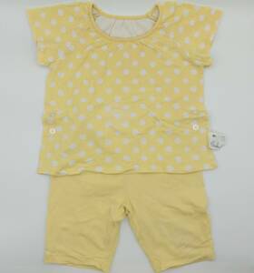 ユニクロ　ユニクロベビー　パジャマ　半袖　半ズボン　90サイズ　子供服　ベビー服　黄色　水玉