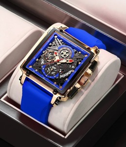 腕時計 メンズ クォーツ クロノグラフ LIGE ブルー 青 海外 限定 防水 高級 高品質 ヴェルサーチ インビクタ GUCCI G-shock SEIKO CASIO 