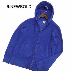 R.NEWBOLD ポールスミス 通年 パイル地★ フルジップ フーディー パーカー Sz.L　メンズ ネイビー 青　C4T01067_2#O