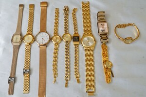 F971 ALBAなど ゴールドカラー 腕時計 10点セット メンズ レディース アクセサリー クォーツ 大量 まとめて おまとめ まとめ売り 不動品