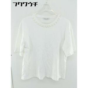 ◇ CAPRICIEUX LEMAGE 装飾 パール 半袖 Tシャツ カットソー ホワイト レディース