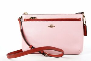 【新品同様・未使用】COACH コーチ ショルダーバッグ ポーチ 小物入れ ピンク×ブラウン系【MQ17】