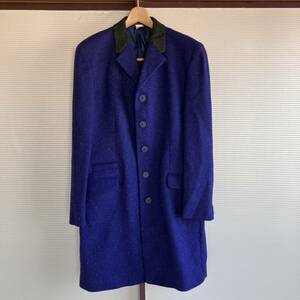 ヴェルサーチ 青紫のウールコート Lサイズ