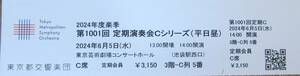 都響第1001回定期2024年6月5日（水）14:00 東京芸術劇場コンサートH.C席1枚 指揮: エリアフ・インバル; ブルSy.9（第4楽章付き）