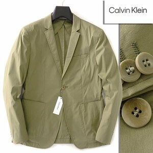 新品 5.8万 カルバンクライン 超軽量 ペーパーコットン ストレッチ ジャケット 46(M) カーキ 【J58307】 Calvin Klein ブレザー 春夏