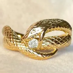 K18 蛇 0.09ct ダイヤモンド 指輪