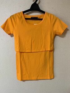 マタニティ　半袖Ｔシャツ　Ｓ　オレンジイエロー 【KAE-1514】