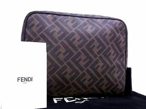 1円 ■新品■未使用■ FENDI フェンディ PVC クラッチバッグ セカンドバッグ ポーチ レディース メンズ ブラウン系 AN2292