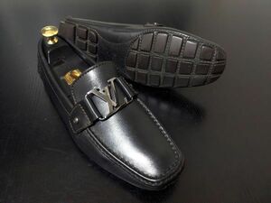 美品 使用回数少 ヴィトン 7 LOUIS VUITTON ♯FA1005 LVビット ドライビング モンテカルロ スリッポン ローファー 黒 8537