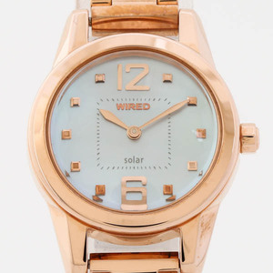 SEIKO セイコー WIRED ワイアード 腕時計 ウォッチ ソーラー シェル 文字盤 ピンクゴールド カラー レディース V110-0BH0 #28870
