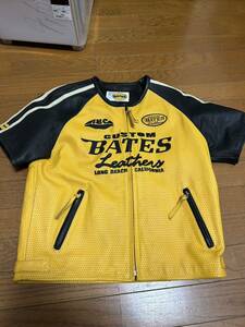 BATES ベイツ 本革 レザージャケット ライナーベスト付き ライダース イエロー XLサイズ