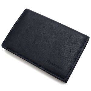 C05149 未使用品 Aquascutum/マルチ レザーカードケース ネイビー アクアスキュータム