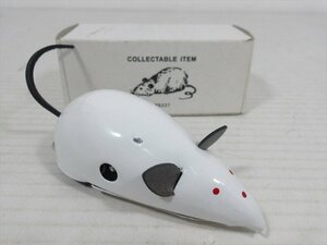 Mechanical Mouse ブリキ ホワイト ゼンマイ式 中国製 Rat ネズミ ビンテージ 箱付き 雑貨[未使用品]