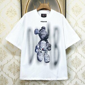 個性EU製＆定価2万◆UABONI*ユアボニ*半袖Tシャツ*フランス*パリ発◆コットン100％ 通気 ゆったり キャラクター クマ カットソー 夏 L