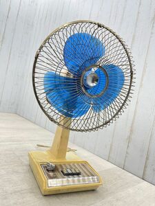昭和レトロ MEIKO ELECTRIC 扇風機 MF-355 ブルー 30㎝ 風量3段階 動作確認済 3枚羽根 首振り アンティーク 古民家 カフェ 即日配送
