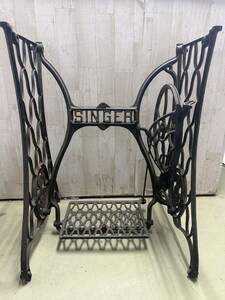 SINGER ミシン台 鉄脚 網目 足踏み テーブル脚 レトロ アンティーク 中古品