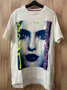 美品 PAUL SMITH ポールスミス 半袖Tシャツ カットソー ビッグフェイス NEVER ASUME REDEAR 白 ホワイト M 定価19800円