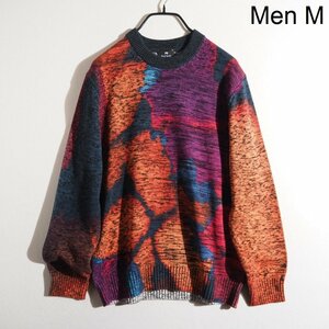 M6215P　▼PS Paul Smith ポールスミス▼ Abstract Floral クルーネック コットンニット マルチ M / フラワー 花柄 サマー 春～秋 rb mks