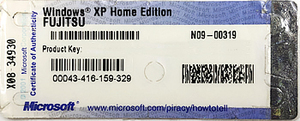 正規品 プロダクトキー WindowsXP Home Edition FUJITSU ゆうパケット発送 送料無料 中古品 代引不可 WinXP-Home-3-FUJITSU