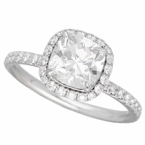 HARRY WINSTON ハリーウィンストン ダイヤ(1.01ct F-VVS2) クッションカット マイクロパヴェ リング PT950 プラチナ 約6号 指輪 31300414