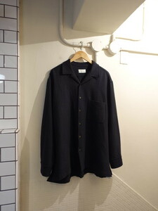 ヘリル HERILL ウール シャツ ネイビー シルク混 サイズ2 22-050-HL-8040-3 定価62700円 Silkwooldoublecloth Opencolorshirt 