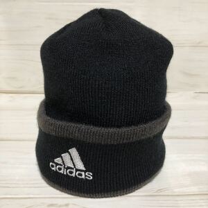 adidas アディダス ニット 帽 キャップ ワッチキャップ ビーニー 黒×茶系 F 美品 管理B1133