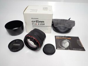 美品 CANON EF 85mm F1.2L II USM キヤノン 大口径中望遠レンズ ポートレートレンズ 元箱/説明書/フード/フィルタ－付 ∬ 6DC41-1