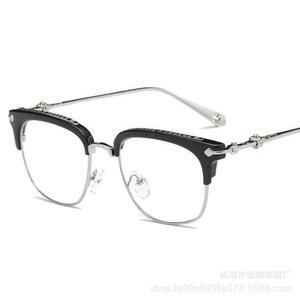 ブローサングラス　伊達眼鏡　メガネ　ブラック　シルバー　サーモントブロー　U1