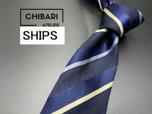 【超美品】SHIPS　シップス　レジメンタル柄　ネクタイ　3本以上送料無料　ネイビー　0503009