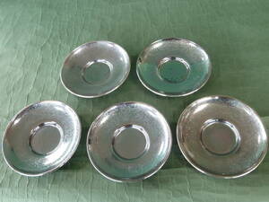 銅茶托 いぶし銀仕上茶托 5枚組 直径１１ｃｍ高さ２ｃｍ 未使用新品