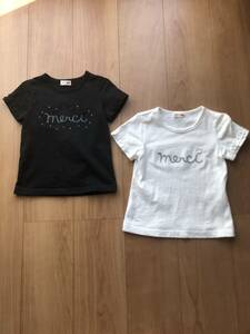 美品★ニットプランナー　KP トロワラパンケーピーの半袖Tシャツ二枚セット　キッズ100 女の子　ホワイト　ブラック