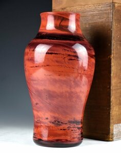 【蔵A1212】中国古美術　乾隆硝子花瓶　練り上げ瓶　清朝　26ｃｍ