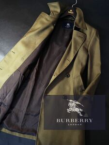 G23【頂点!!ギャバジンウール】定価20万 超美品●BURBERRY LONDON●さりげない品格●高級ウールトレンチコート●メンズ バーバリーコート 