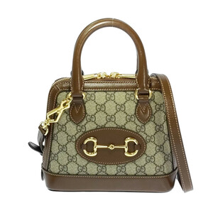 グッチ GGスプリーム・ホースビット1955・ミニ トップハンドル 2WAYハンドバッグ/?640716/ブラウン/GUCCI 翌日配送可■517337